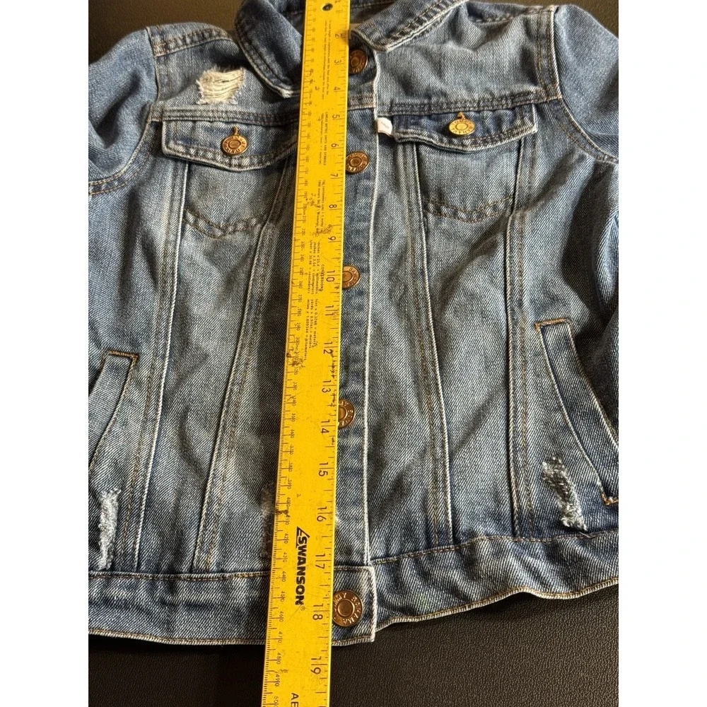 Tommy Bahama Girls Distressed Denim Jacket‎ Size 8 Excellent Condition